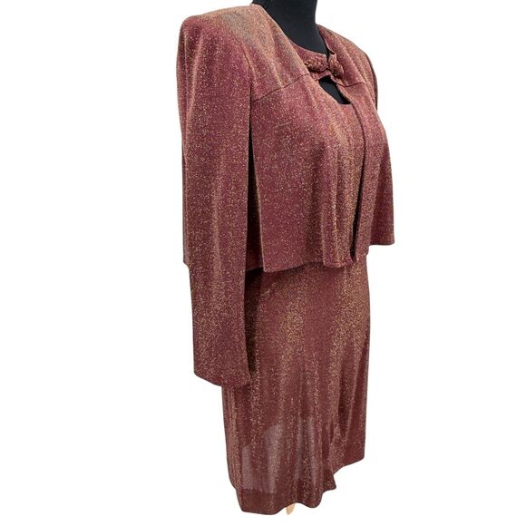 Vintage Julian Wilder Burgundy Gold Acetate Blend Dress‎ & Jacket Size 8 - Picture 9 of 14